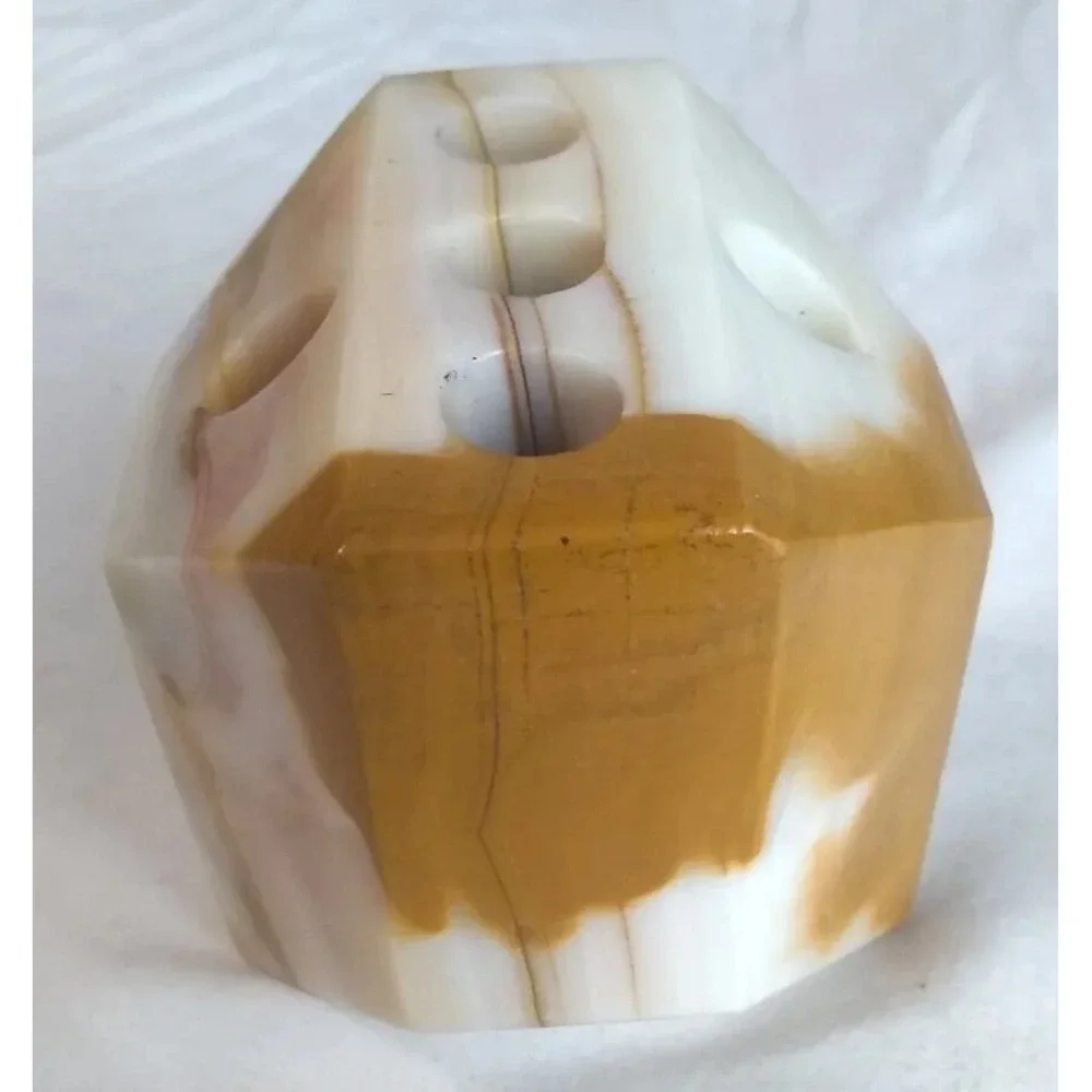 Agate‎ Pen Pencil Holder Paper Weight Light Brown Tan Office Gift 2.4